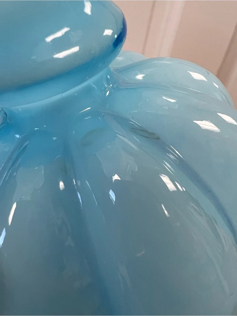 Blue Ruffled Glass Vase - Home Accents